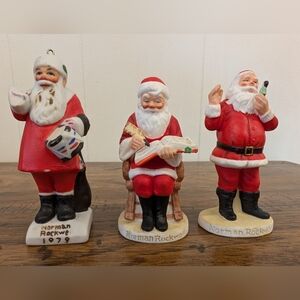 Norman Rockwell Figurine Lot "Checking Good Deeds" "Santa Friend" "1979 Santa"